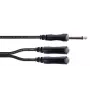 Cordial EY 0.3 PGG Y-adapter kábel 1x 6,3 mm mono jack konektor samec na 2x 6,3 mm mono jack konektor samica 0,3 m čierny 14884