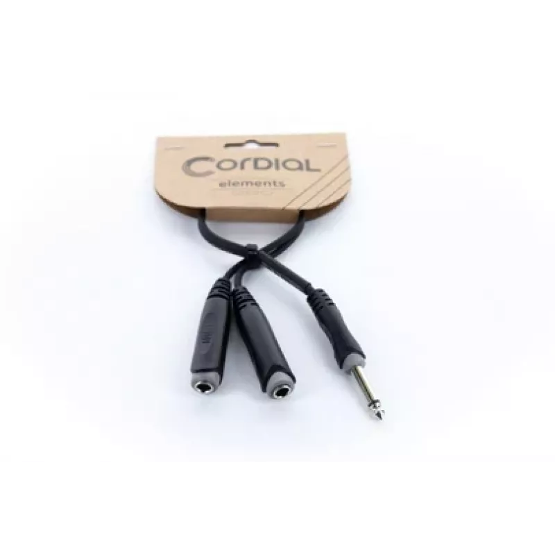 Cordial EY 0.3 PGG Y-adapter kábel 1x 6,3 mm mono jack konektor samec na 2x 6,3 mm mono jack konektor samica 0,3 m čierny 14884