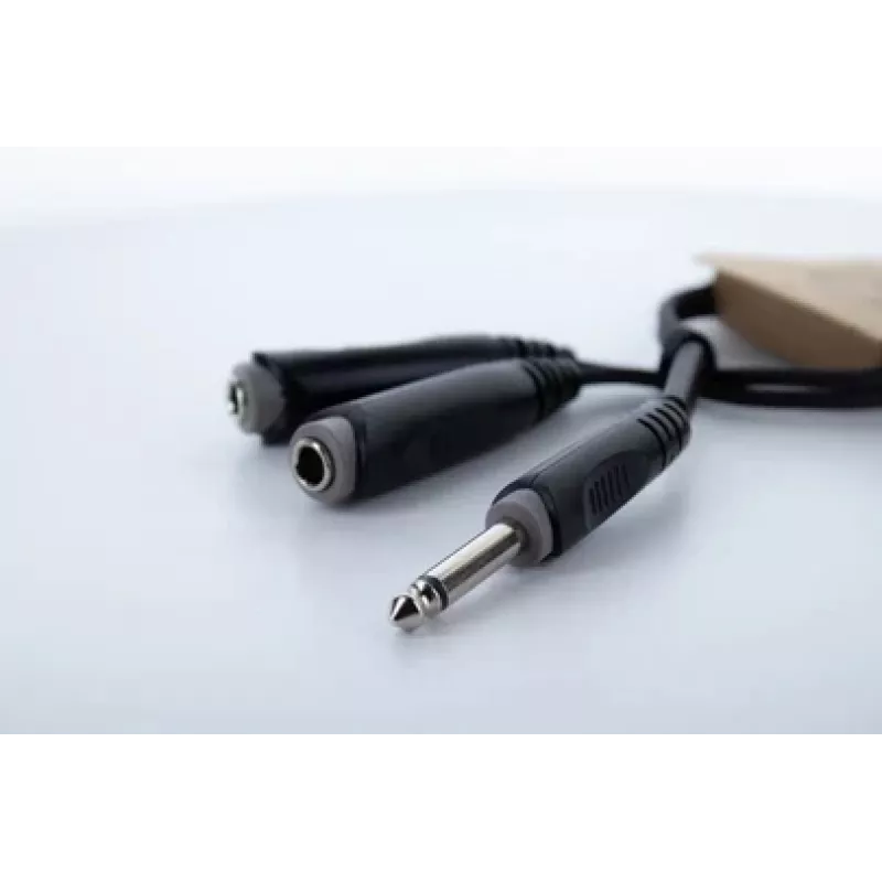 Cordial EY 0.3 PGG Y-adapter kábel 1x 6,3 mm mono jack konektor samec na 2x 6,3 mm mono jack konektor samica 0,3 m čierny 14884