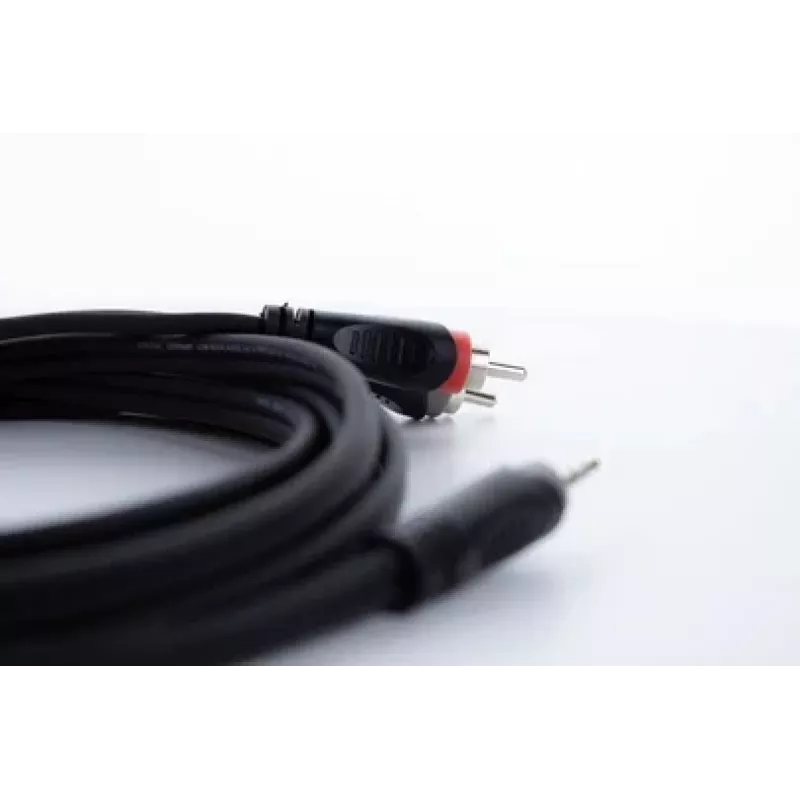 Cordial 14856 3,5 mm jack na 2x RCA audio Y-adapter kábel, 3 m, čierne PVC, dvojitý kábel