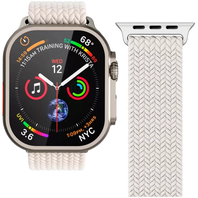 VONMÄHLEN Woven Loop pre Apple Watch 40/41/42mm, krémová