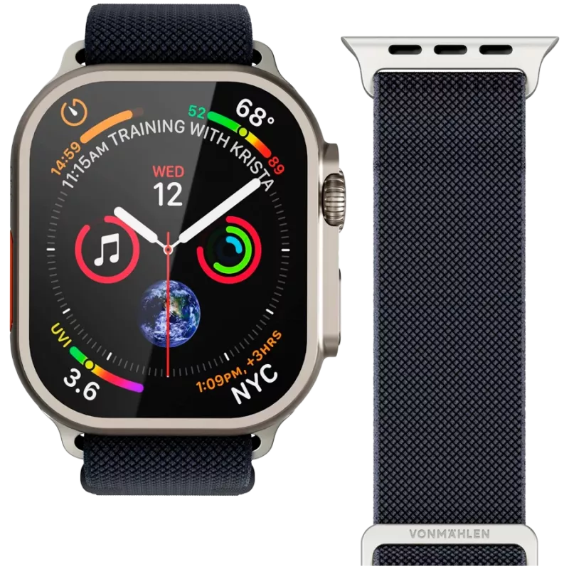 VONMÄHLEN Classic Nylon Loop náramok pre Apple Watch 44/45/46/49mm, námornícka modrý, univerzálna veľkosť