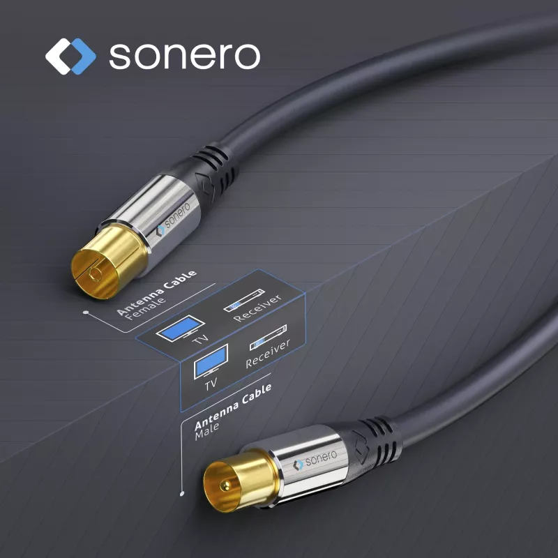 PURELINK Sonero anténny kábel 2m S-AC000-020 Premium, koaxiálny konektor samec na konektor samica, 75 Ohm, dvojito tienený, biely