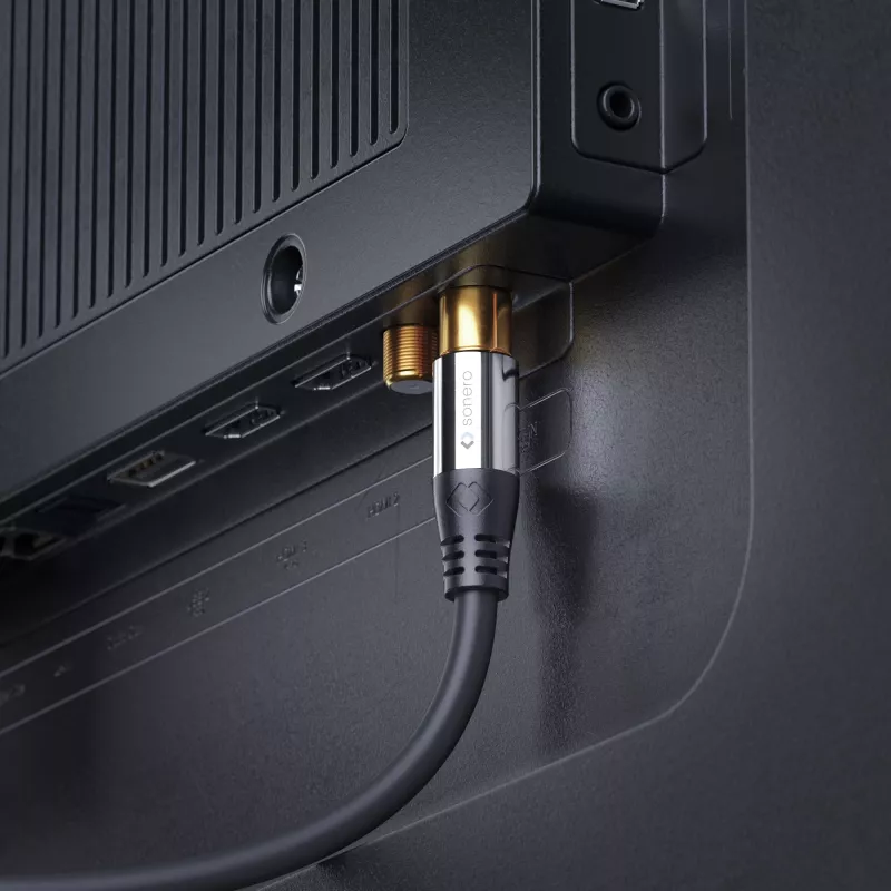 PURELINK Sonero anténny kábel 2m S-AC000-020 Premium, koaxiálny konektor samec na konektor samica, 75 Ohm, dvojito tienený, biely