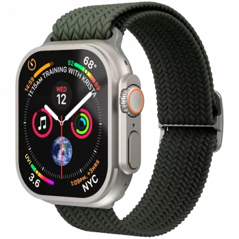 VONMÄHLEN Woven Loop pre Apple Watch 44/45/46/49 mm, olivový