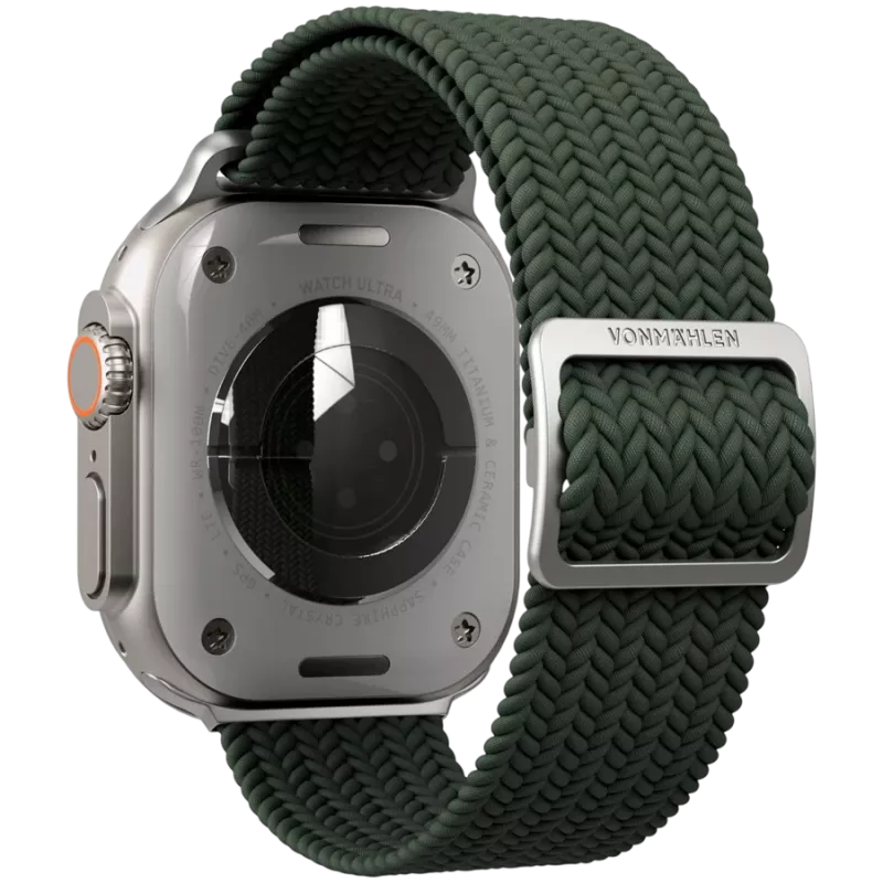 VONMÄHLEN Woven Loop pre Apple Watch 44/45/46/49 mm, olivový