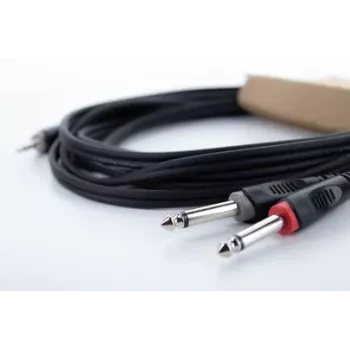 Cordial 14865 audio Y adaptérový kábel 3,5 mm stereo na 2x 6,3 mm mono 5 m čierny