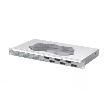 METZ CONNECT 1U 19-palcový rack montážny zvárací patch panel, 6x SC-Duplex OM3 multimode, 12 vlákien, svetlosivá 150455BA06-F