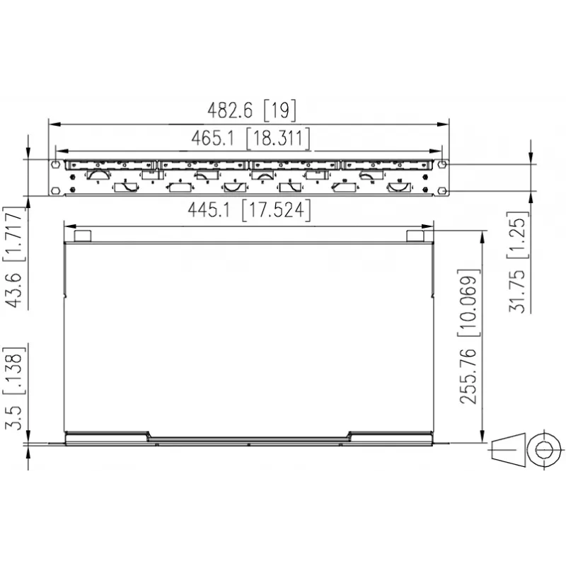 METZ CONNECT 1U 19-palcový rack montážny zvárací patch panel, 6x SC-Duplex OM3 multimode, 12 vlákien, svetlosivá 150455BA06-F