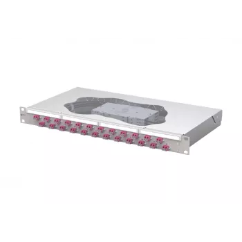 METZ CONNECT 24-port LC-Duplex OM4 optický zvárací patch panel, 1U 19 palcová rack montáž, svetlosivá 1504577524-E