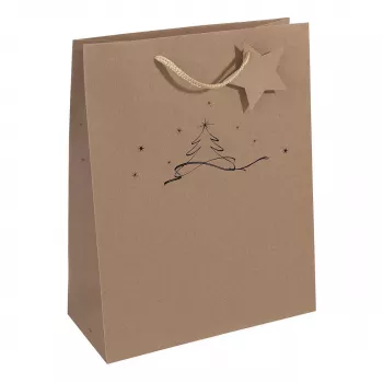 SIGEL darčeková taška vianočný stromček, veľká, hnedý kraftový papier, 157 g/m², 1 ks (GT037)