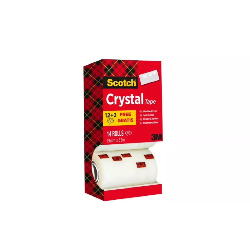 Lepiaca páska 3M Scotch Crystal Clear, 19 mm x 33 m, 14 kotúčov (12 + 2 zadarmo) 6-1933R14