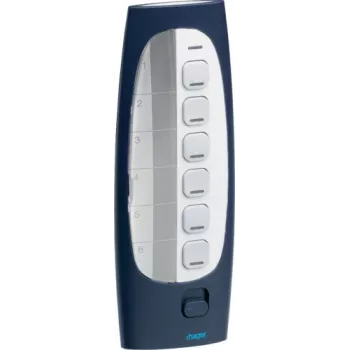 HAGER TU418 rádiový diaľkový ovládač 7-tlačidlový 433,92 MHz rolling code pre brány a závory