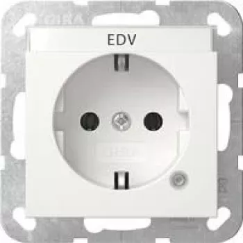 Gira SCHUKO zásuvka s kontrolnou LED a zvýšenou ochranou proti dotyku, čistá biela lesklá, 16 A, 250 V, podomietková, System 55 445203