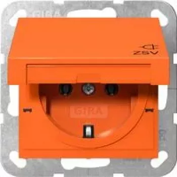 Gira SCHUKO zásuvka s vyklápacím krytom, zvýšená ochrana proti dotyku, oranžová 4454109