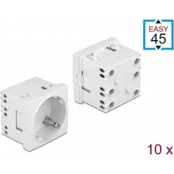 Delock Easy 45 Typ F zásuvka so shutter, Biela RAL 9003, 16 A, 250 V, balenie 10 ks 81324