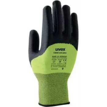 Uvex rukavice pletené HS C500 wet plus protiřezné rukavice, veľkosť 7, antracitová/limetková 6049607