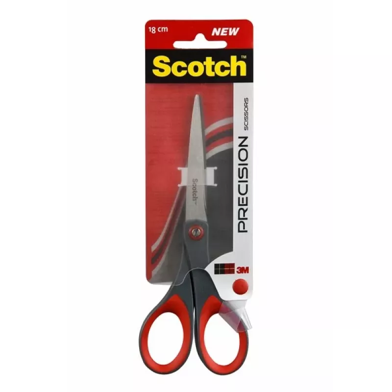 3M Scotch Precision nožnice 180 mm červená/sivá špicaté nerez Comfort Grip (1447)