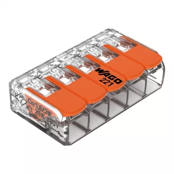 WAGO 221-415 COMPACT spojovacia svorka 5-vodičová 4 mm², balenie 25 ks