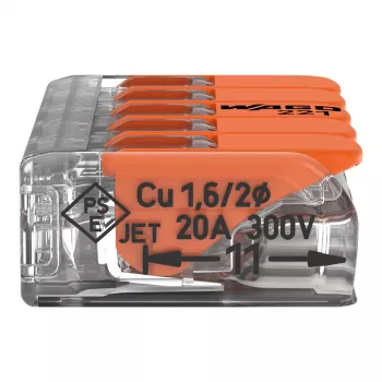 WAGO 221-415 COMPACT spojovacia svorka 5-vodičová 4 mm², balenie 25 ks