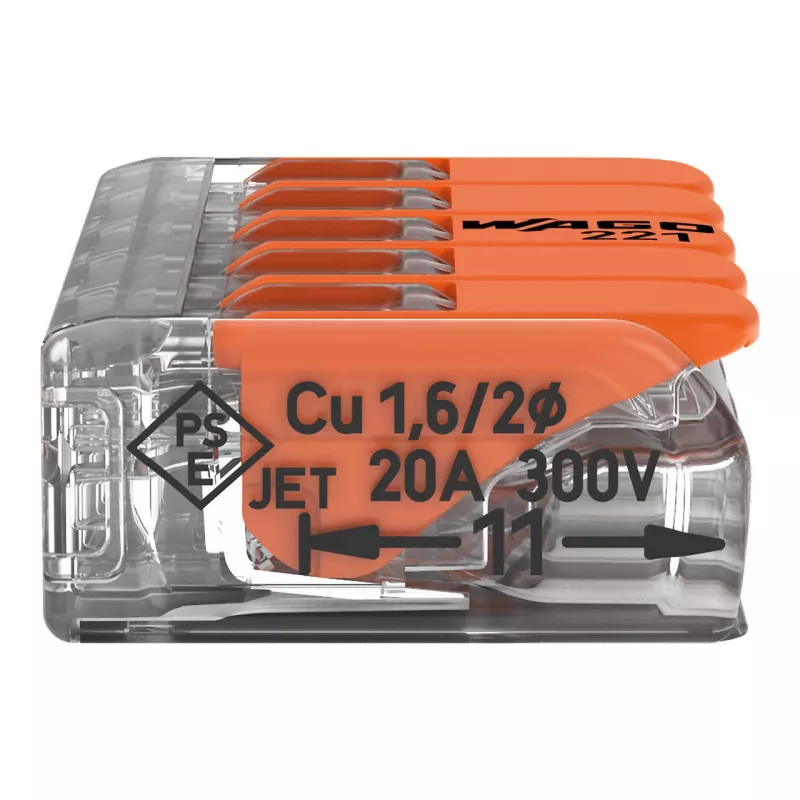WAGO 221-415 COMPACT spojovacia svorka 5-vodičová 4 mm², balenie 25 ks