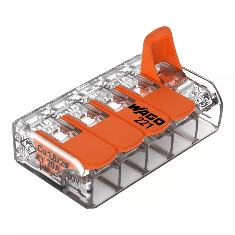 WAGO 221-415 COMPACT spojovacia svorka 5-vodičová 4 mm², balenie 25 ks