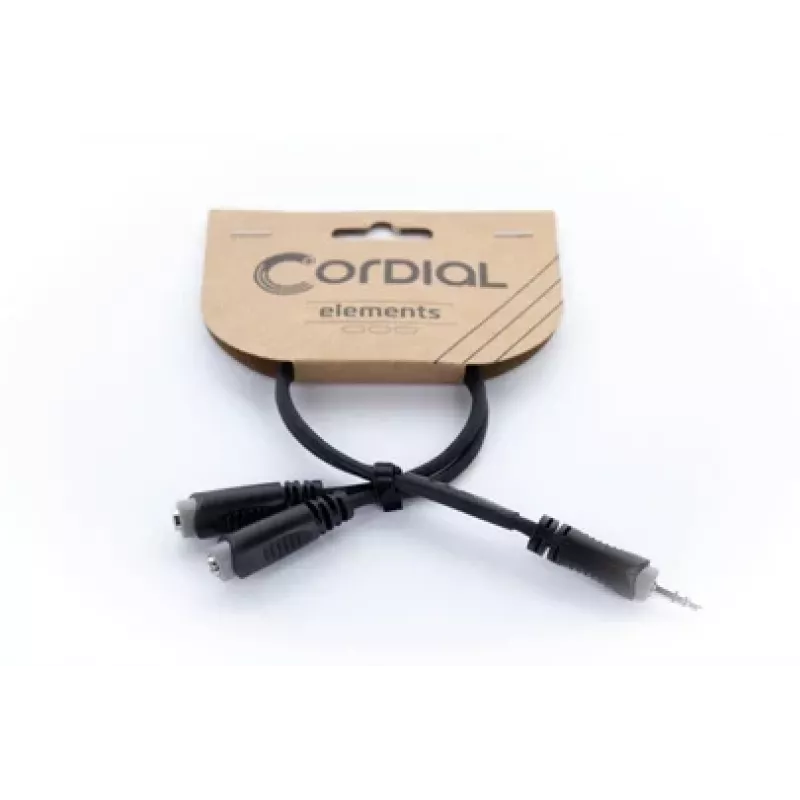 Cordial 14883 3,5 mm stereo Y adaptérový kábel, 1x jack konektor samec na 2x jack konektor samica, 0,3 m, čierny