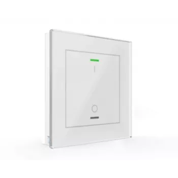MDT BE-GTL1TW.B1 sklenený tlačidlový panel II Light, 1-násobný, RGBW stavová LED, teplotný senzor, biely