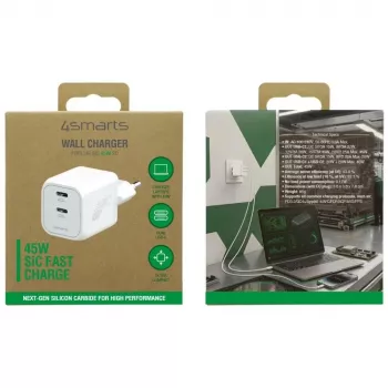 4smarts PDPlug SiC Dual 45W 2C biela nástenná nabíjačka