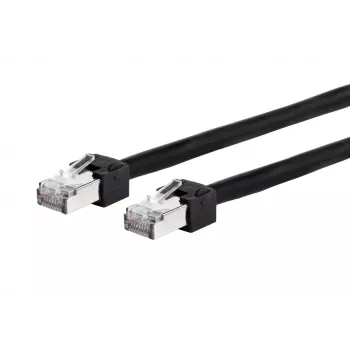 METZ CONNECT 13084U1500-E Cat.6 Ultraflex500 VoIP patch kábel RJ45 konektor samec na RJ45 konektor samec, AWG 26/7, PUR, čierna, 1,5 m