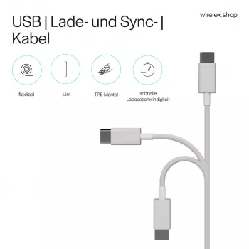 Flexline USB nabíjací a synchronizačný kábel, USB-A na USB-C, 2.0, ABS, biela, 0,5m (FL31-13040)