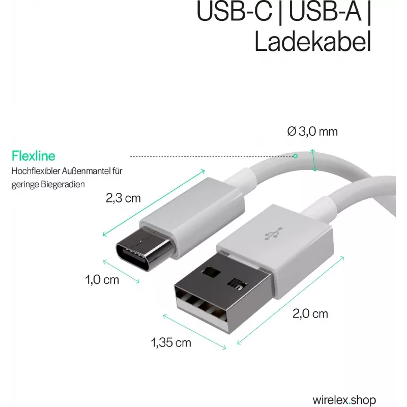 FLEXLINE FL31-13043 USB-A na USB-C nabíjací a synchronizačný kábel, 2.0, ABS, biela, 2m