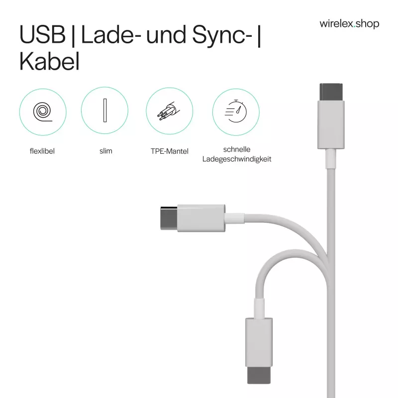 FLEXLINE FL31-13043 USB-A na USB-C nabíjací a synchronizačný kábel, 2.0, ABS, biela, 2m