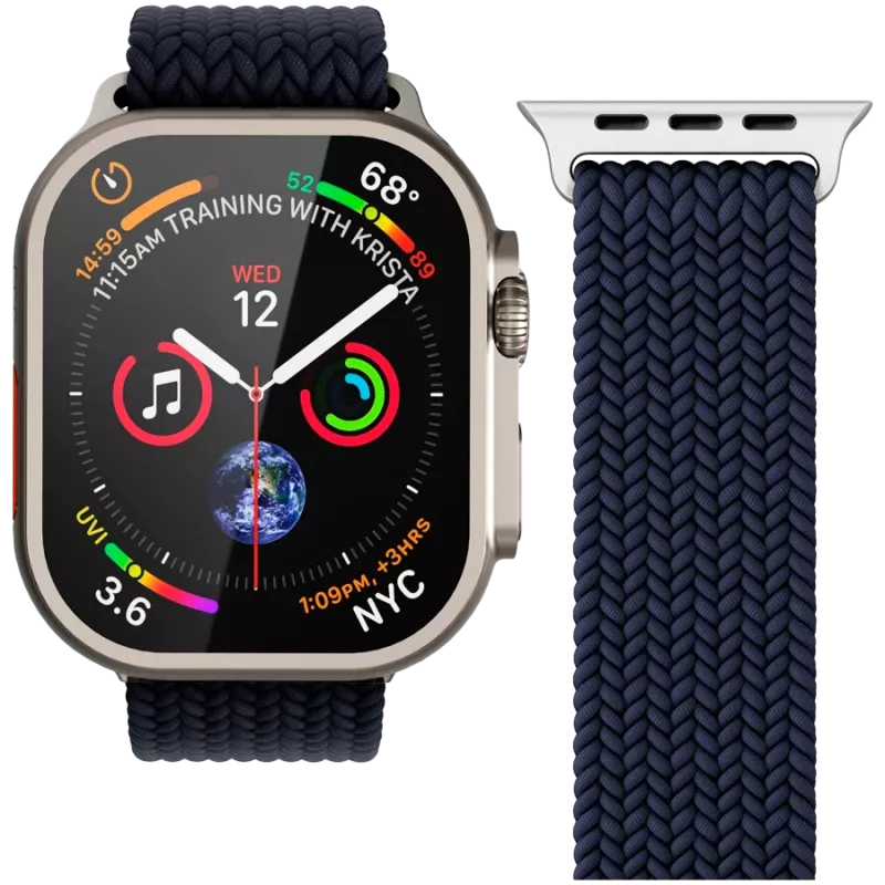VONMÄHLEN tkaný náramok Loop pre Apple Watch 40/41/42mm, námornícka modrý