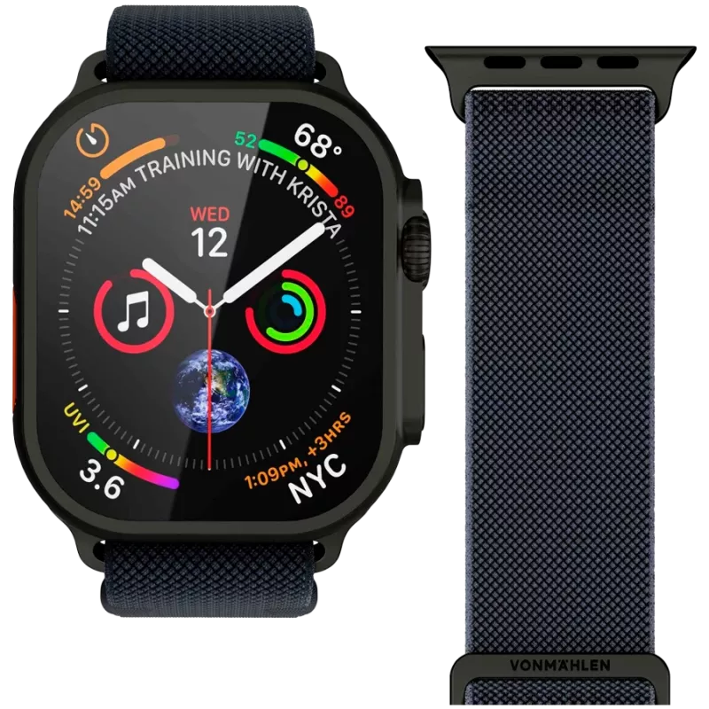 VONMÄHLEN Classic Nylon Loop pre Apple Watch 40/41/42 mm, One Size, Navy Black