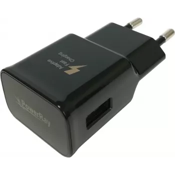 PowerRay PR-TA20EBE EU 2-pin USB nástenná nabíjačka, 5V/2A, čierna, Bulk