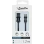 PowerRay USB-C na USB-A dátový a nabíjací kábel, 1,2 m, textilný čierny PR-DCUC120TBK