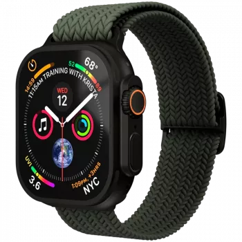 VONMÄHLEN Woven Loop pre Apple Watch 44/45/46/49mm, Olive Black