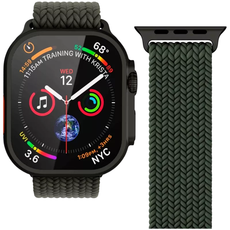 VONMÄHLEN Woven Loop pre Apple Watch 44/45/46/49mm, Olive Black