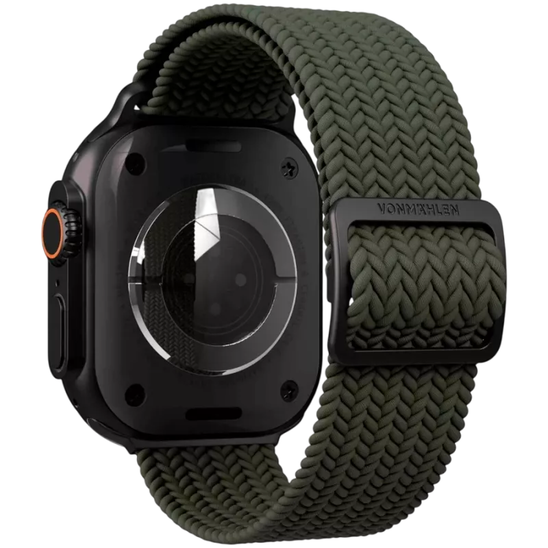 VONMÄHLEN Woven Loop pre Apple Watch 44/45/46/49mm, Olive Black