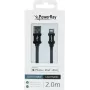 PowerRay PR-DCUL200TBK MFi certifikovaný USB-A na Lightning pletený kábel, 2 m, čierny