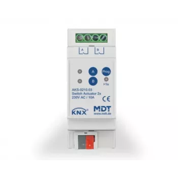 MDT KNX spínací aktor 2-násobný, 2TE REG, 10A, 230V AC AKS-0210.03