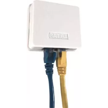 IT-BUDGET Cat.6A UTP nástenná sieťová zásuvka, 2 x RJ45, čisto biela, horizontálne zavedenie kábla, PoE+ 90ITBDDAPE