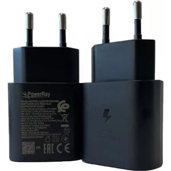 PowerRay PR-TA800EBE 18W USB-C PD nástenná nabíjačka, EU 2-pin, čierna, bulk