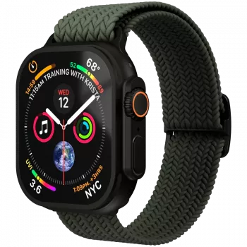 VONMÄHLEN tkaný Loop pre Apple Watch 40/41/42 mm, olivová čierna