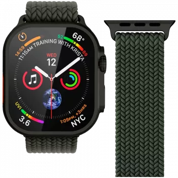 VONMÄHLEN tkaný Loop pre Apple Watch 40/41/42 mm, olivová čierna