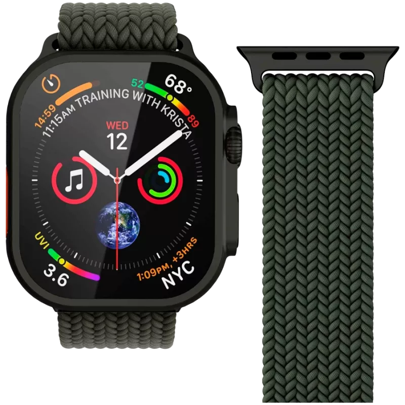 VONMÄHLEN tkaný Loop pre Apple Watch 40/41/42 mm, olivová čierna