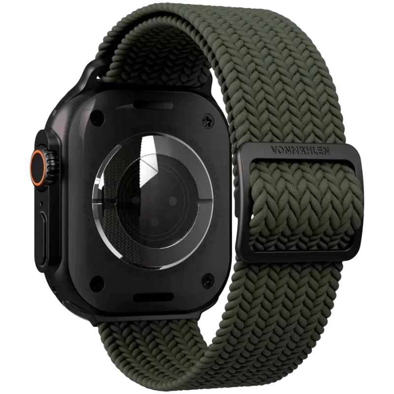 VONMÄHLEN tkaný Loop pre Apple Watch 40/41/42 mm, olivová čierna