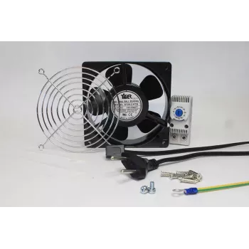 IT-BUDGET kompletná sada ventilátor IT skrine s termostatom - 160 m³/h prietok vzduchu - 230 V - 1 ventilátor, ochranná mriežka, kábel, termostat, skrutky (90ITBLUESET1T)