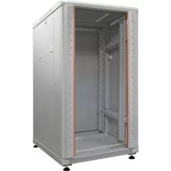 IT-BUDGET 19 palcový sieťový rozvádzač SRK - 18U - 600x600 mm - sklenené/ocelové dvere - zmontovaný - svetlosivá 99ITB19SRK1866GGNM